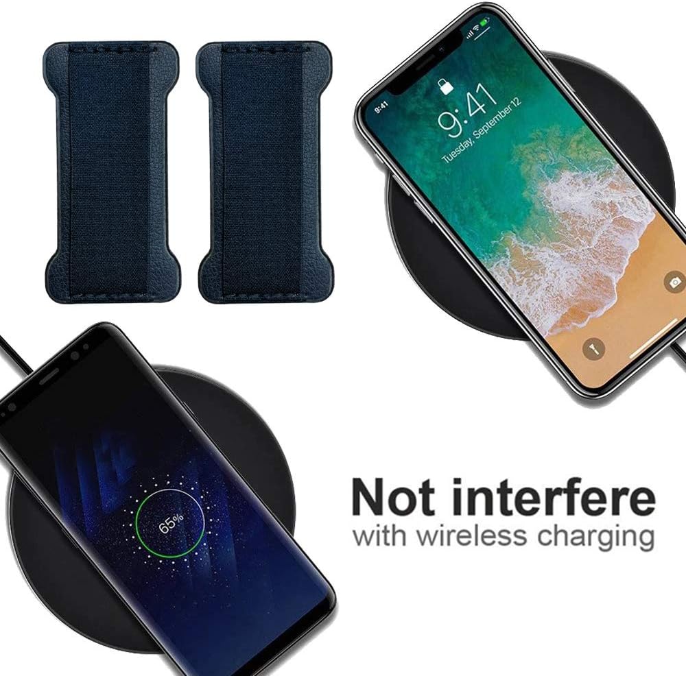 Phone Grip Holder for Hand, Universal Finger Strap Phone Holder, Finger Selfie Grip Compatible with Most Smartphones (Black Blue) -2Pack