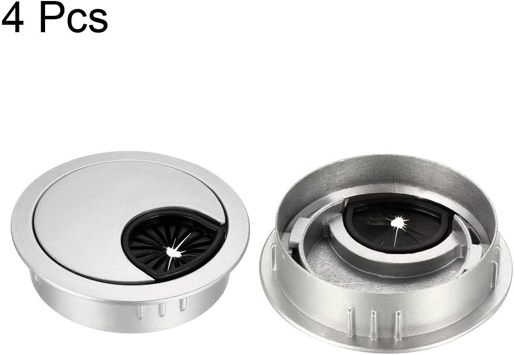 uxcell Cable Hole Cover, 2Inch/50mm Zinc Alloy Desk Wire Cord Cable Grommets Hole Cover for Office PC Desk Cable Cord Organizer, 4Pcs Silver Tone