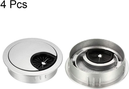 uxcell Cable Hole Cover, 2Inch/50mm Zinc Alloy Desk Wire Cord Cable Grommets Hole Cover for Office PC Desk Cable Cord Organizer, 4Pcs Silver Tone