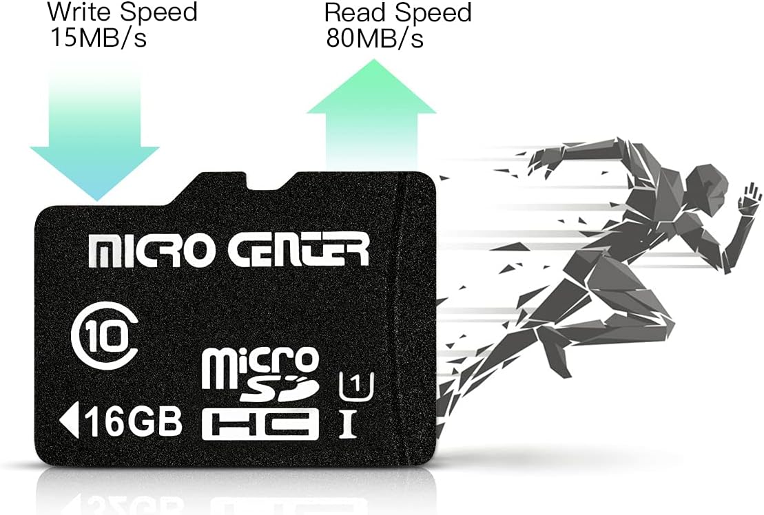 Micro Center 16GB Class 10 MicroSDHC Flash Memory Card with Adapter for Mobile Device Storage Phone, Tablet, Drone & Full HD Video Recording - 80MB/s UHS-I, C10, U1 (10 Pack)