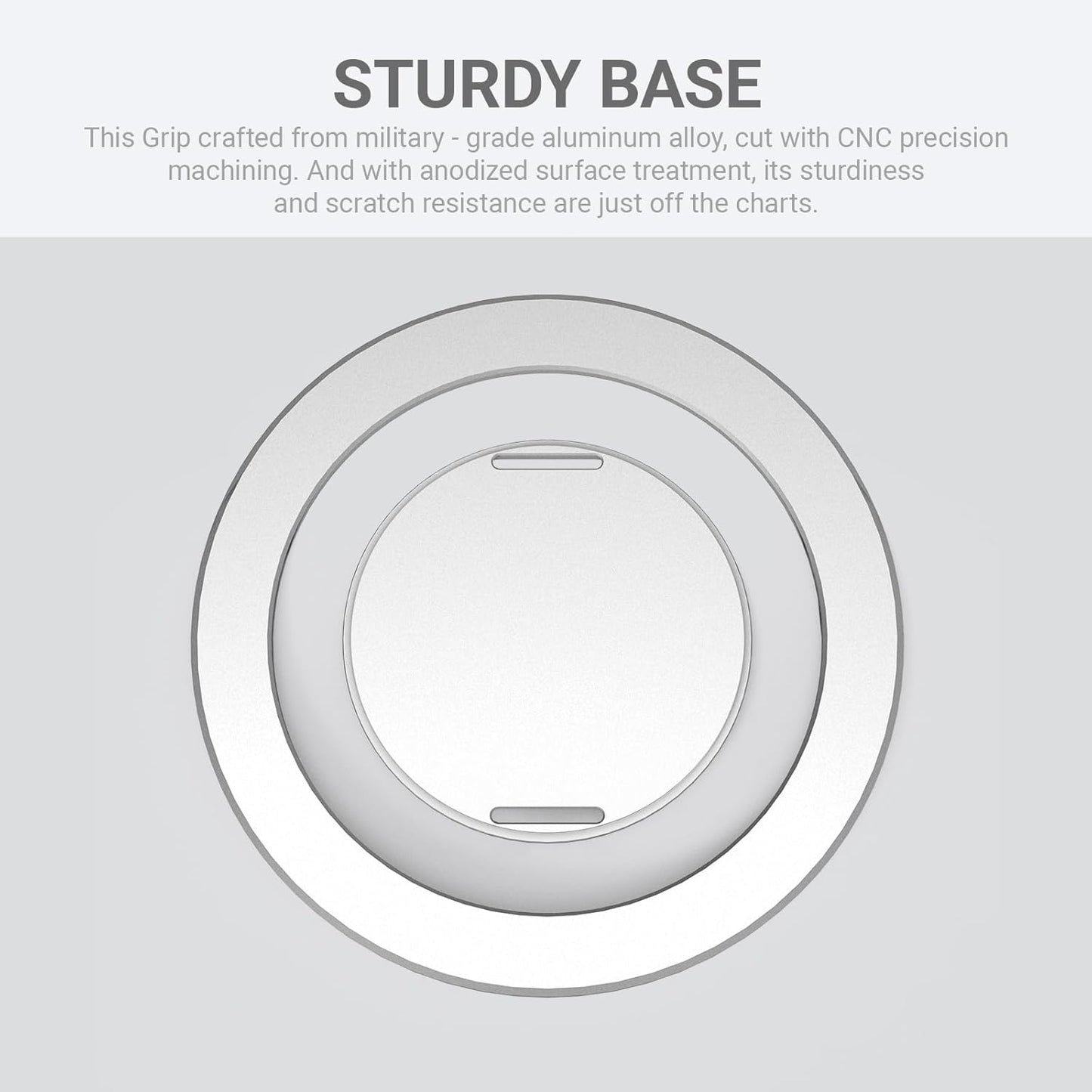 Grat 3 Lite Magnetic Phone Loop, [Nylon-core Silicone Strap] 360° Rotatable Phone Grip, Detachable Finger Holder Compatible with Magsafe for iPhone 16 15 14 13 12 Pro/max, Silver