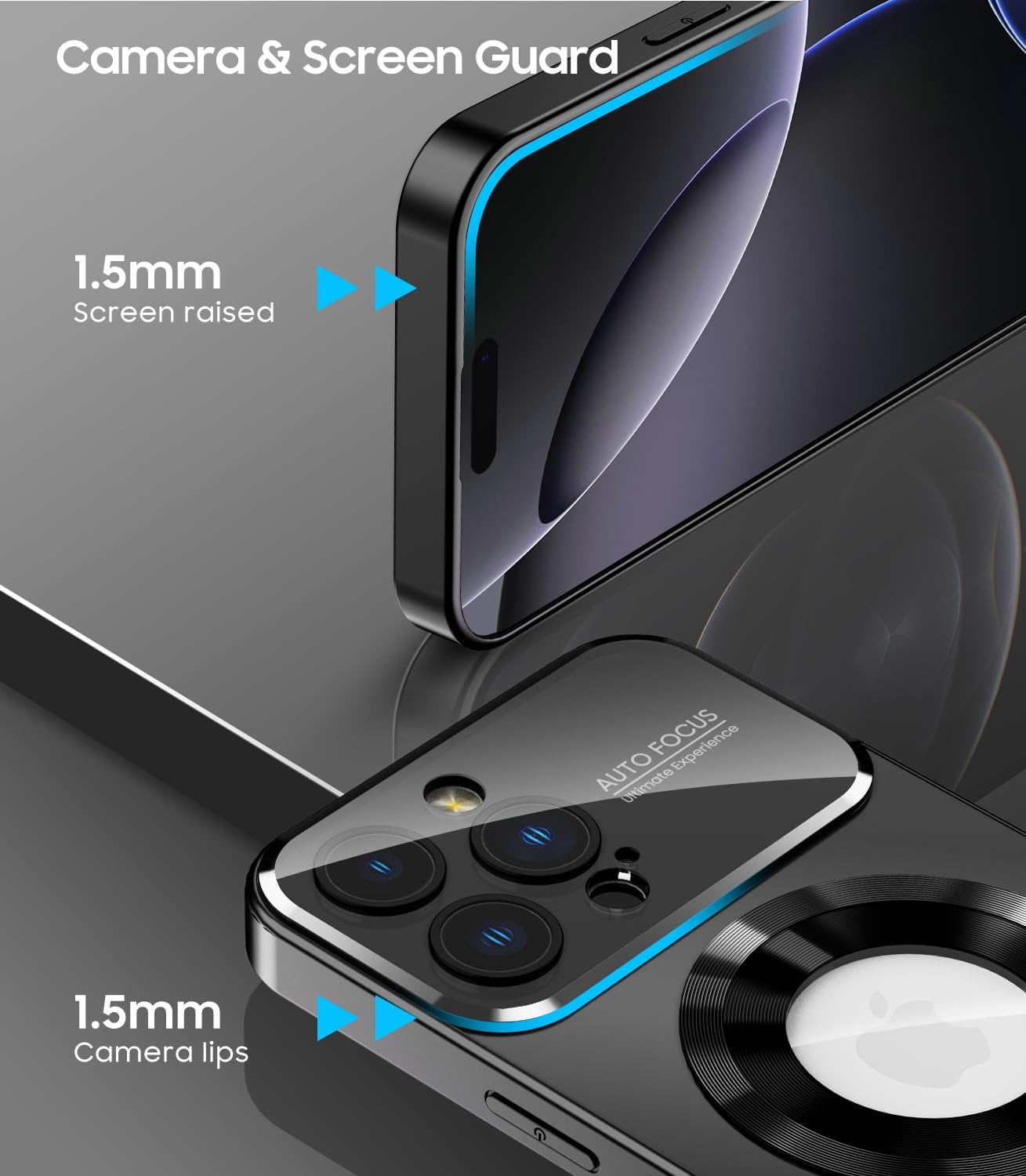 Magnetic for iPhone 16 Pro Max Case, Compatible with MagSafe, Built-in Camera Lens Protector, Logo View, Military Grade Drop Protection Phone Cover, Black