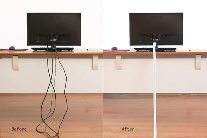 Alex Tech 10ft - 1.25 inch Cord Protector Wire Loom Tubing Cable Sleeve Split Sleeving for USB Cable Power Cord Audio Video Cable - Protect Cat from Chewing Cords - White