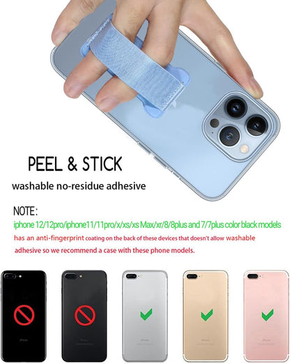 Phone Grip Holder for Hand, Universal Finger Strap Phone Holder, Finger Selfie Grip Compatible with Most Smartphones (Light Blue) - 2Pack