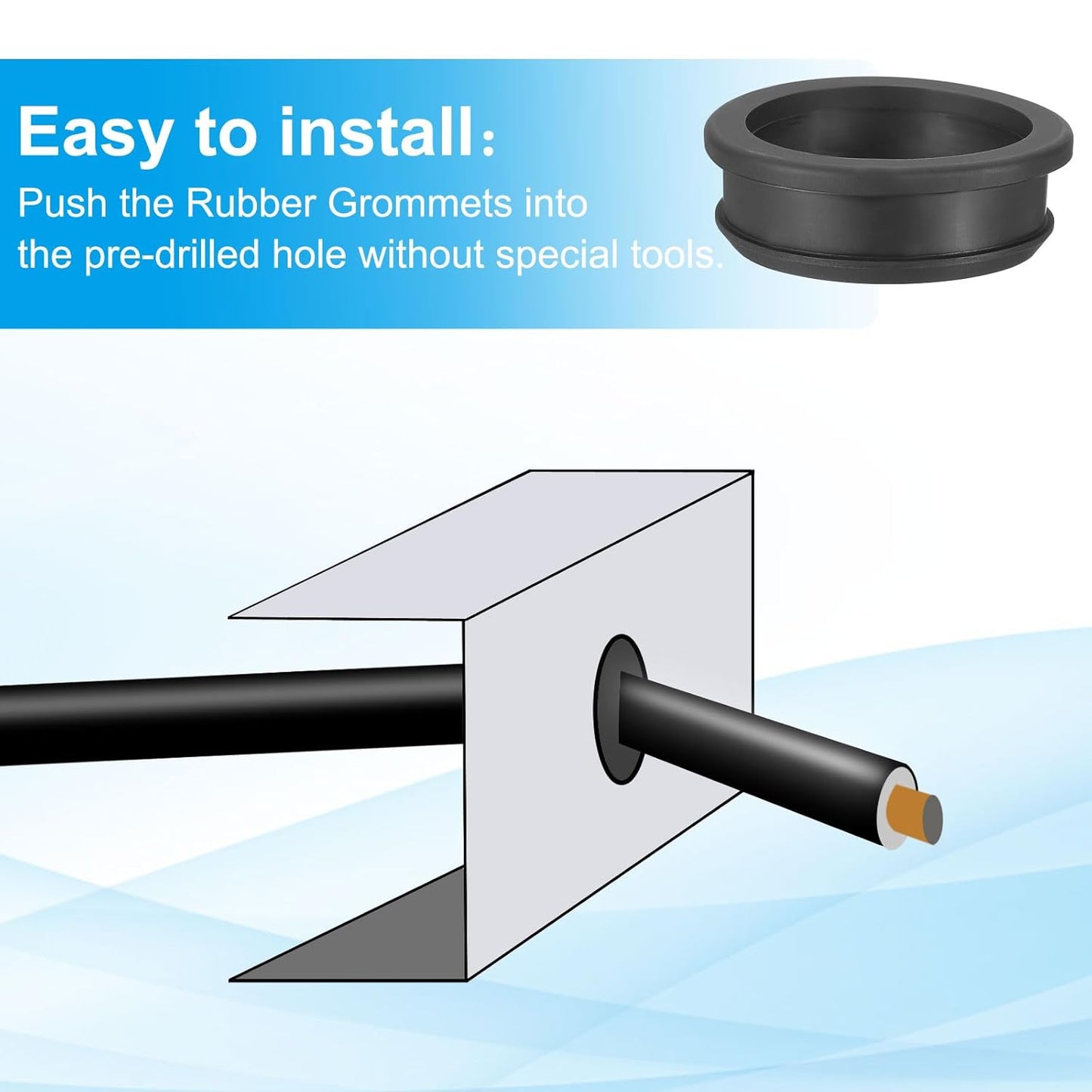 PATIKIL 48.6mm / 1-15/16 Inch Drill Hole,1-11/16 Inch ID Rubber Grommets, 3Pcs Top Hat Grommet for Wiring Eyelet Ring Gasket Automotive Firewall Cable Hole Plugs Wires Protection, Black
