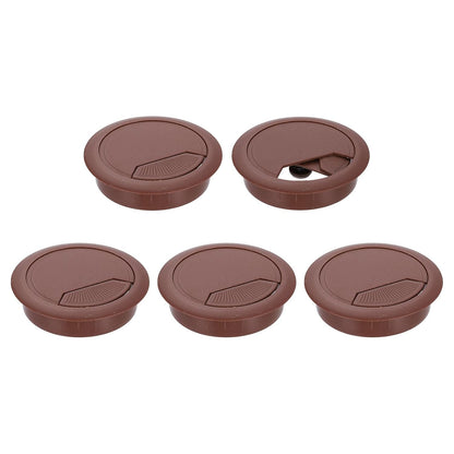 uxcell 5 Pcs 60mm (2.36 Inch) Desk Grommet, Plastic Cable Hole Cover, Wire Cord Cable Organizer for Home Office Computer Desk Cabinet, Brown