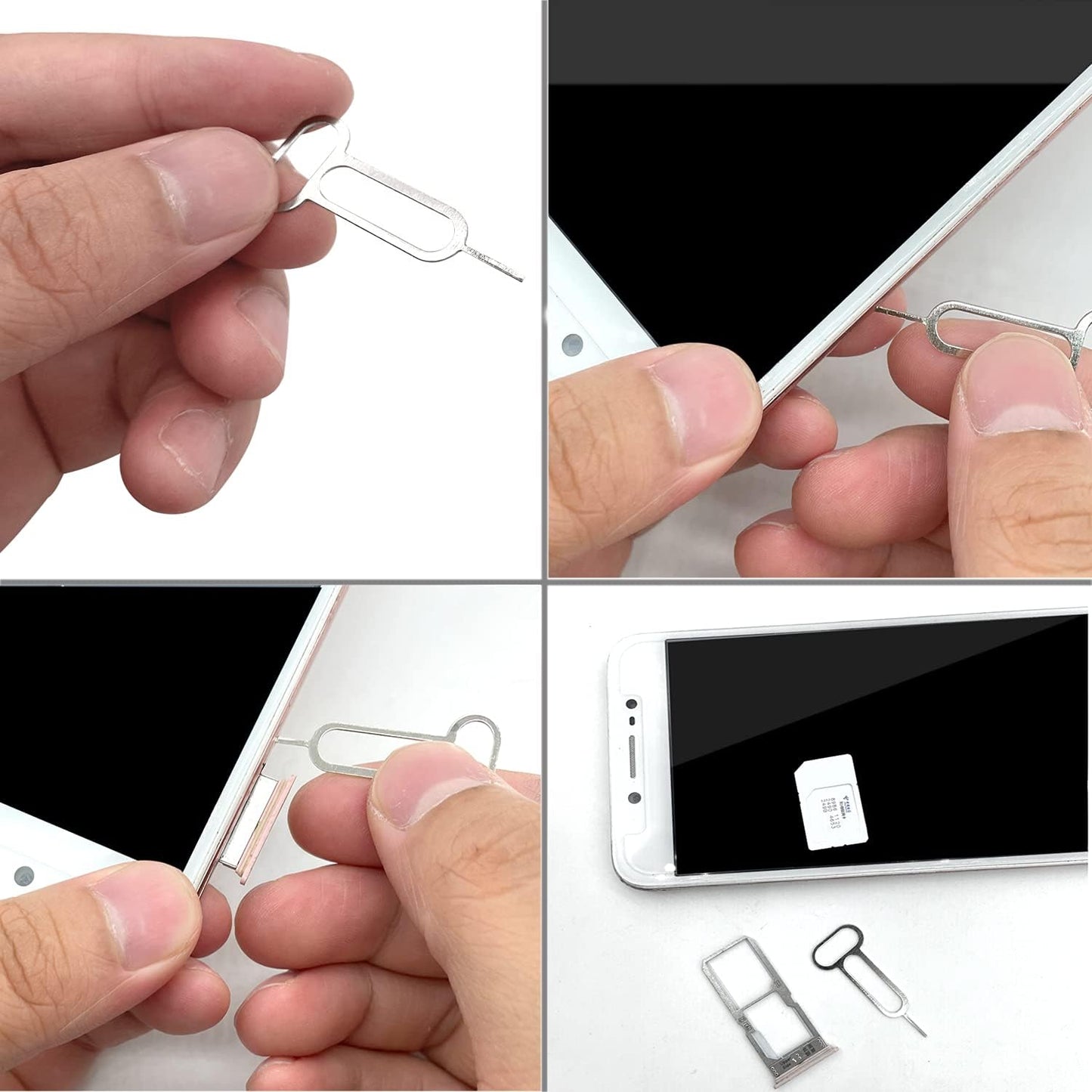 7Pcs SIM Card Removal Openning Tool Tray Eject Pins Needle Opener Ejector Compatible with All iPhone Apple iPad HTC Samsung Galaxy Cell Phone Smartphone Watchchain Link Remover (7Styles)