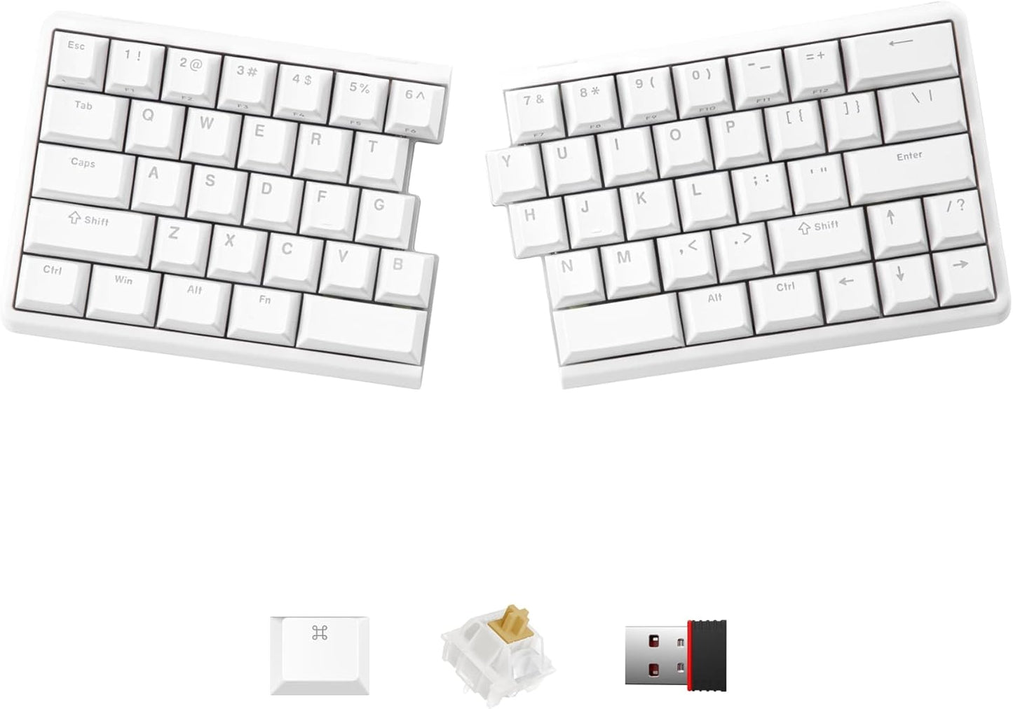 Lite: Wireless Ergonomic Split Mechanical Keyboard Hot Swappable, Compact 60% Layout, PBT Keycaps Programmable for Mac & Windows(Tactile,New Standard Version)