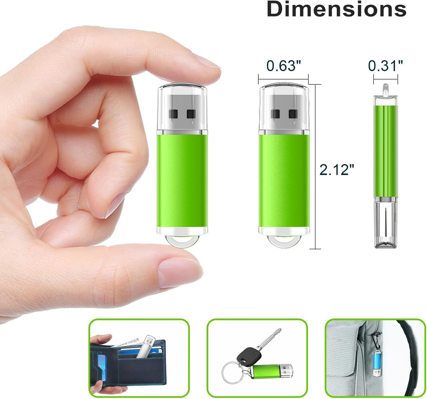 TOPESEL 5 Pack 1GB USB 2.0 Flash Drive Memory Stick Thumb Drives (5 Mixed Colors: Black Blue Green Red Silver)