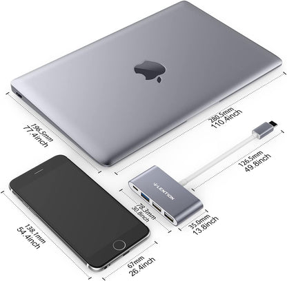 LENTION 4-in-1 USB-C Hub with Type C, USB 3.0, USB 2.0 for 2024-2016 MacBook Pro (M1-M4), iPhone 16-15 New Mac Air/Surface, ChromeBook, More, Multiport Charging & Connecting Adapter (C13, Space Gray)