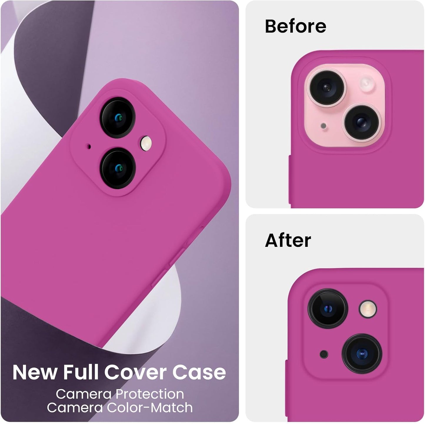 FireNova Designed for iPhone 15 Plus Case, Silicone [Camera Protection] Case with [2 Screen Protectors], Soft Anti-Scratch Microfiber Lining Inside, 6.7 inch, Shocking Pink