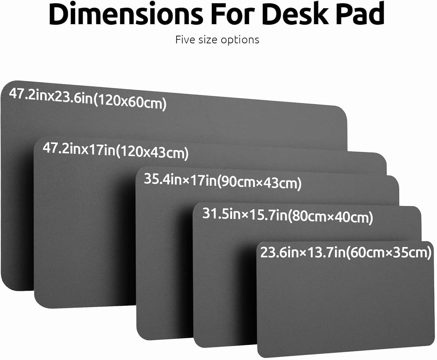 YSAGi Leather Desk Pad Protector, Office Desk Mat, Large Mouse Pad, Non-Slip PU Leather Desk Blotter, Laptop Desk Pad, Waterproof Desk Writing Pad for Office and Home (Dark Grey, 47" x 17")