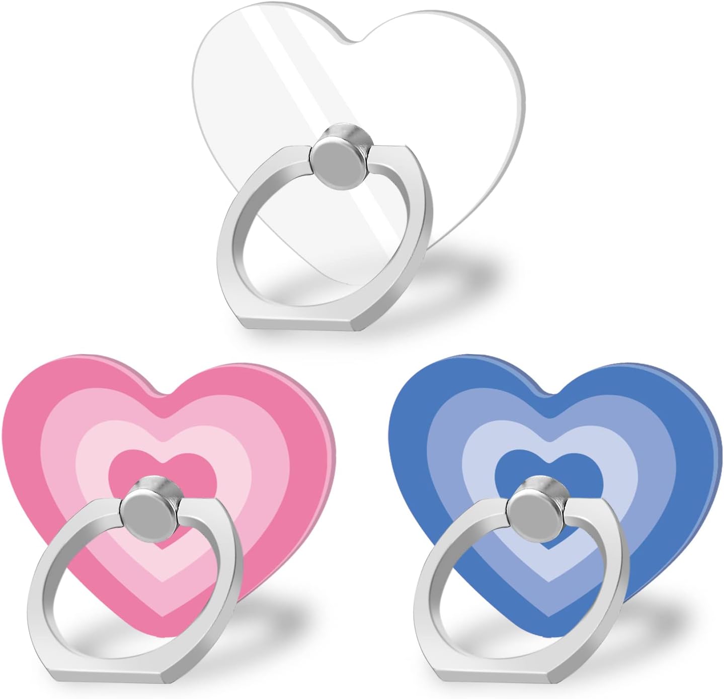 Bonoma Cute Love Heart Phone Ring Holder, 3 Pack Universal Finger Ring Stand Grip Kickstand Ring, 360° Rotation Universal Stylish Stand Compatible with All Smartphones