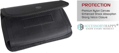 AH Military Grade Nylon Cell Phone Belt Holder for Men Horizontal Pouch Carrying Clip for [iPhone 6 6S 7 8 X XR XS 11 12] iPhone 11 Moto Droid x Holster PRO S8 S9 S7 S20 fits Otterbox or Thick Case