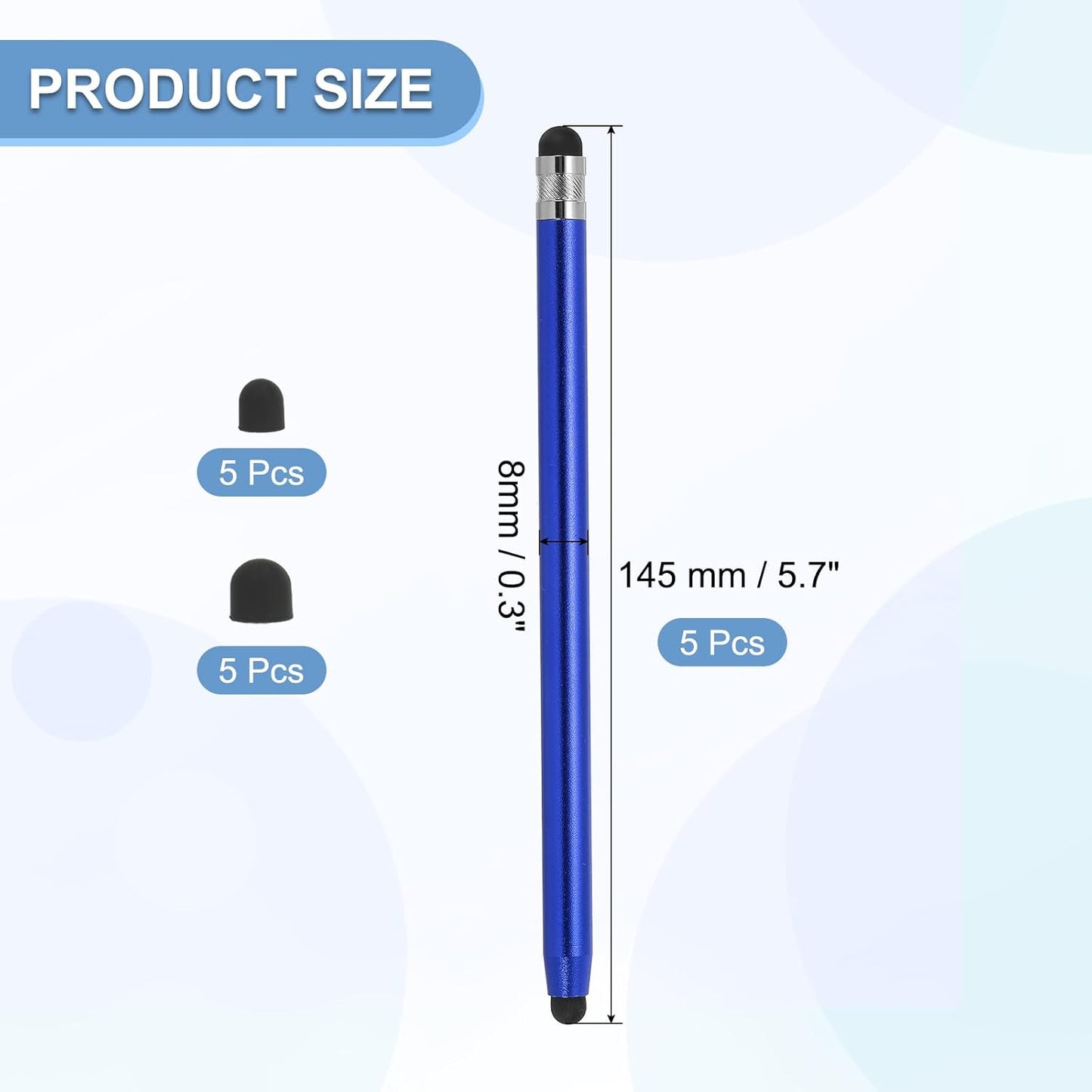 PATIKIL 5 Pcs Stylus Pens for Touch Screen, 2 in 1 High Sensitivity Universal Pen Capacitive Stylus for Phone Tablets Laptop Touch Screen Devices, Blue