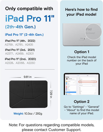 MOFT Dynamic Folio Case for iPad Pro 11-inch(2nd/3rd/4th Generation, 2020/2021/ 2022), Silm Magnetic Stand Case with 20+ Viewing Angles, Auto Wake/Sleep,Jet Black