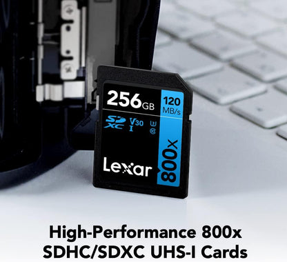 Lexar High-Performance 800x 128GB SDXC UHS-I Memory Card, C10, U3, V30, Full-HD & 4K Video, Up to 120MB/s Read, for Point-and-Shoot Cameras, Mid-Range DSLR, HD Camcorder (LSD0800128G-BNNNU)