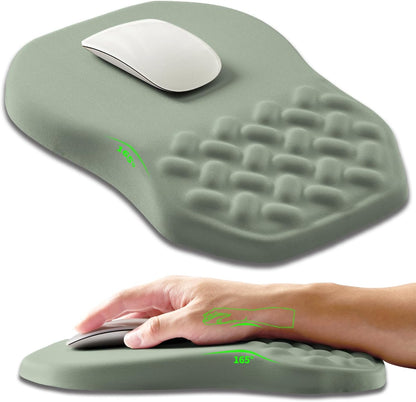Ergonomic Slope Mouse Pad Wrist Support, Wrist Rest Mousepad for Carpal Tunnel Pain Relief with Massage Bulge and Slow Rebound Memory Foam (12x8 inch, Light Green)