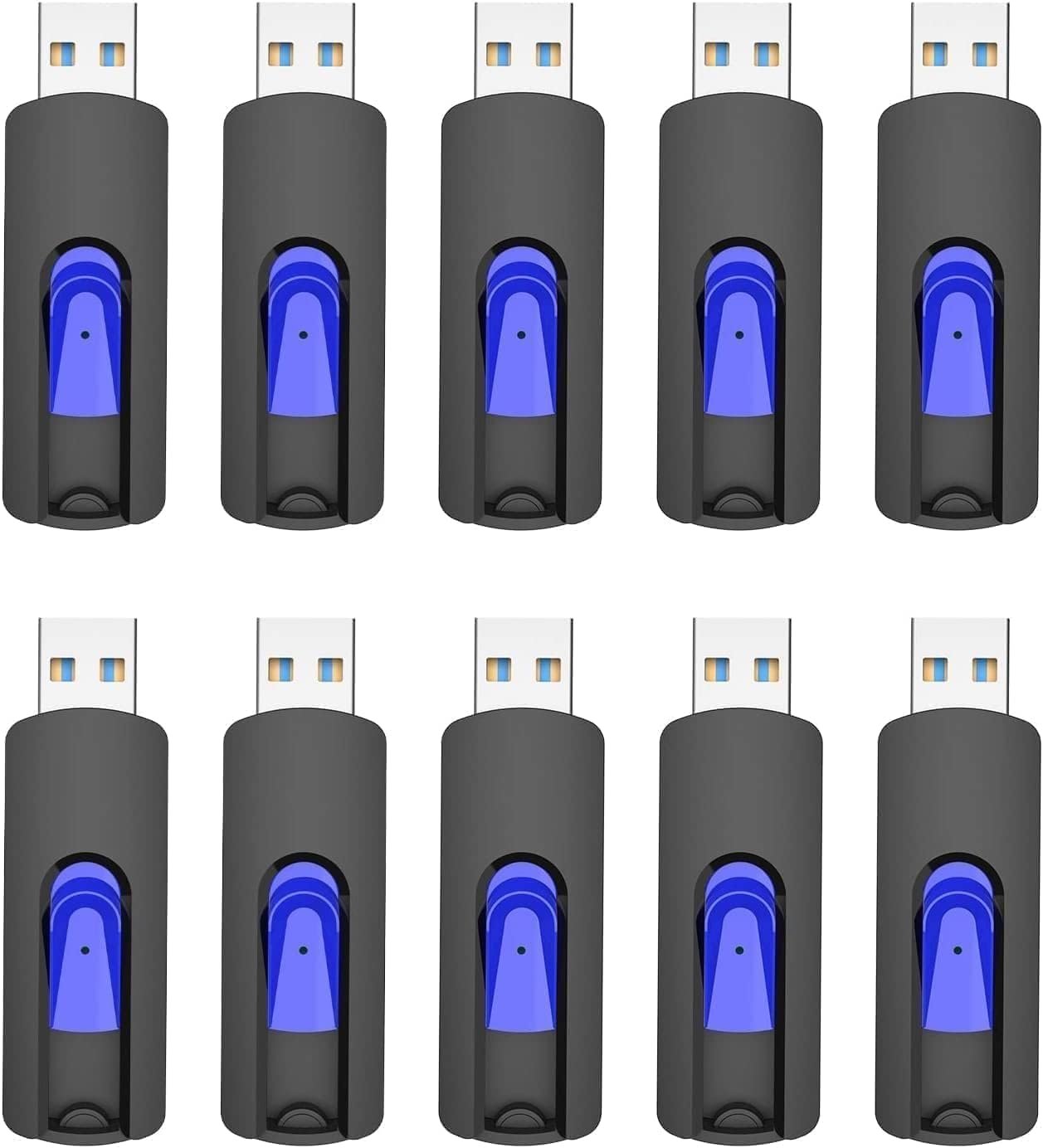 JUANWE 64GB Flash Drive 10 Pack USB Flash Drive Glide Pen Drive Large Capacity Thumb Drive High Speed USB Memory Stick with Easy Carry Lanyard-Hole Portable Jump Drive for PC Car Smart TV