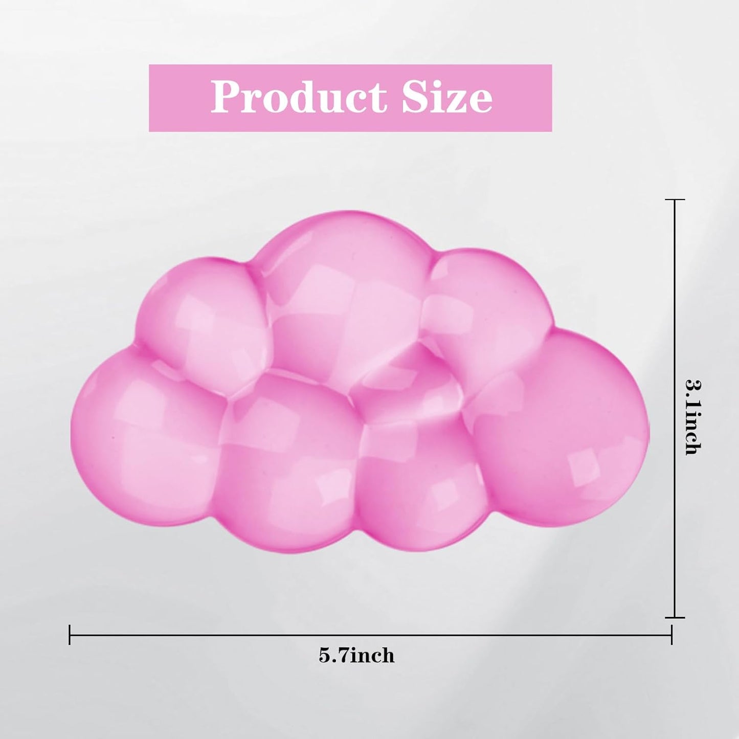 Gel Cloud Mouse Wrist Rest, Cute Wrist Support and Arm Support for Mouse Rest Typing Pain Relief，Suitable for Office/Computer/Laptop/Gaming (Transparent Pink)