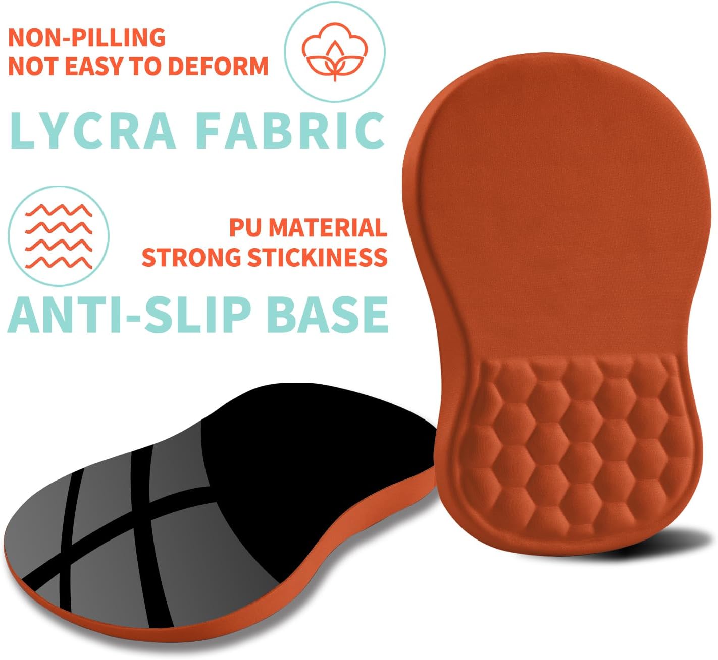 Ergonomic Mouse Pad Wrist Support with Memory Foam Massage Bulge, Carpal Tunnel Pain Relief Mousepad Wrist Rest for Mouse(12x8 inch, Orange)