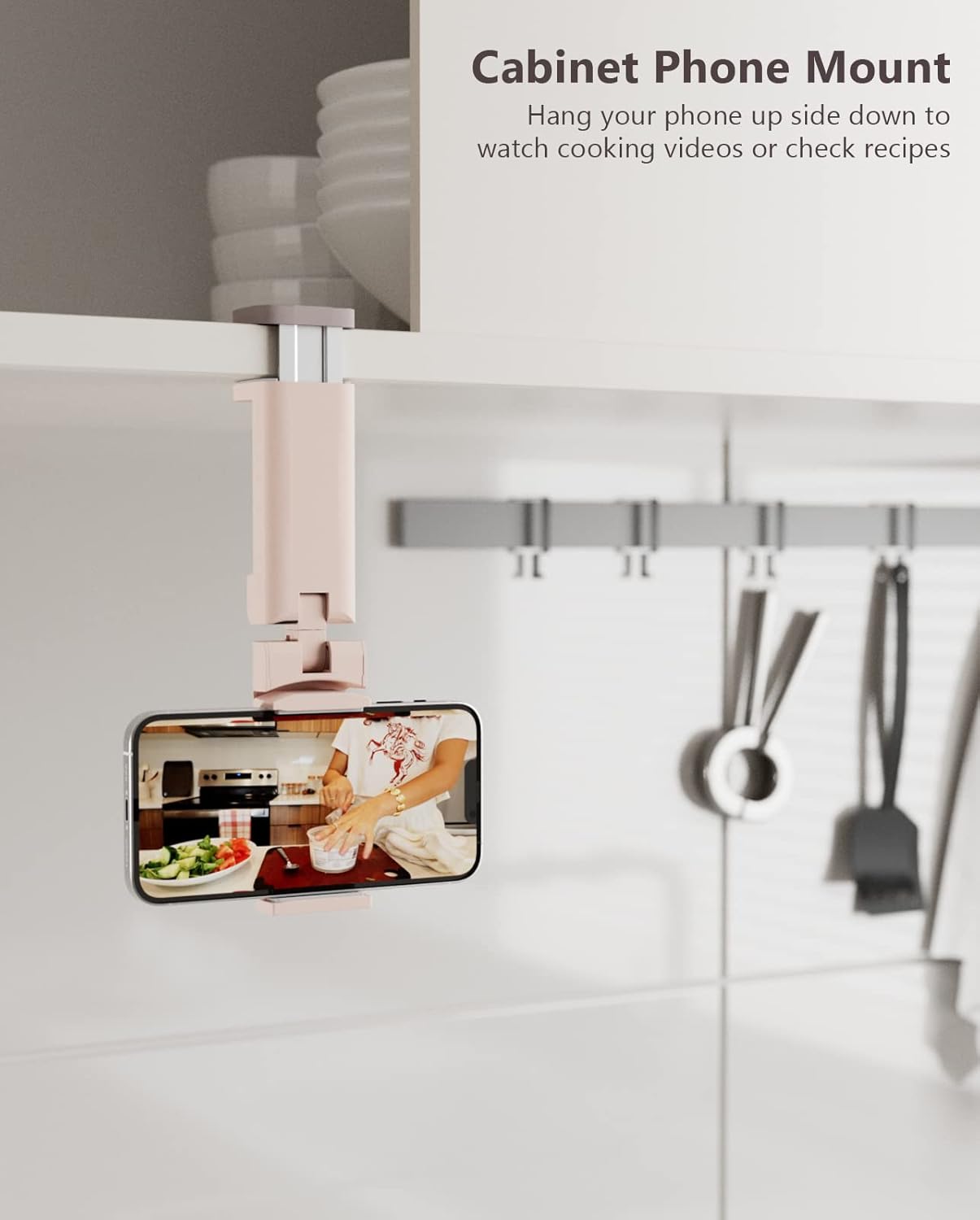 MiiKARE Compact Mobile Phone Holder, Adjustable Clamp Holder, Aeroplane Holder, Portable Mobile Phone Stand, Smartphone Holder Compatible with i'Phone13/12 Pro Android, for Plane, Kitchen, Office