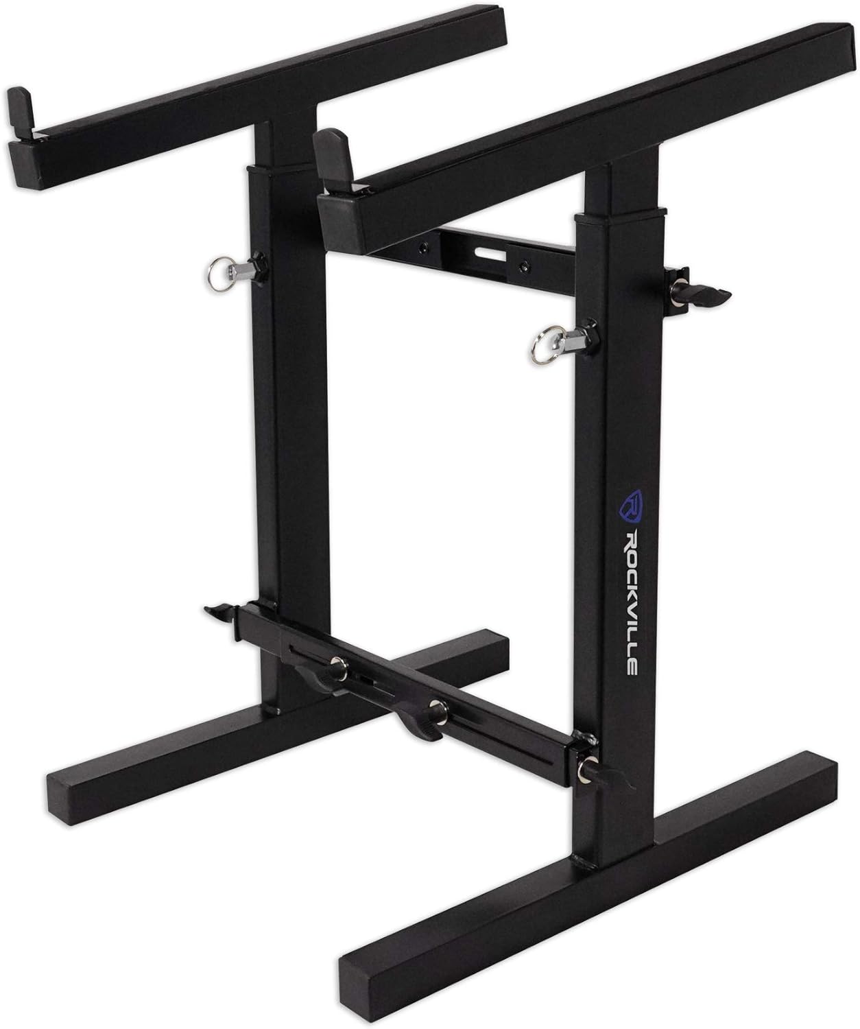 Rockville RXS20 Portable Mixer Stand 300 lbs Capacity, Adjustable Height 24-36in, Adjustable Width 13.8-23.6in, Collapsible, Padded Platform, Perfect for DJs and Musicians
