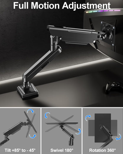 Single Monitor Mount Arm, Fits 13-32 Inch, Holds 4.4-22lbs, Full Motion, VESA 75x75/100x100, Desk Mount Freelift Pro
