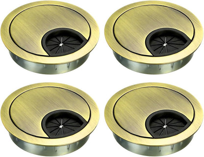uxcell Cable Hole Cover, 2.1Inch/53mm Zinc Alloy Desk Wire Cord Cable Grommets Hole Cover for Office PC Desk Cable Cord Organizer, 4 Pcs Bronze Tone