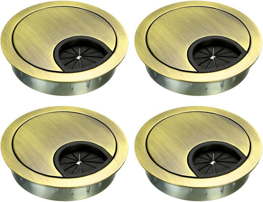 uxcell Cable Hole Cover, 2.1Inch/53mm Zinc Alloy Desk Wire Cord Cable Grommets Hole Cover for Office PC Desk Cable Cord Organizer, 4 Pcs Bronze Tone