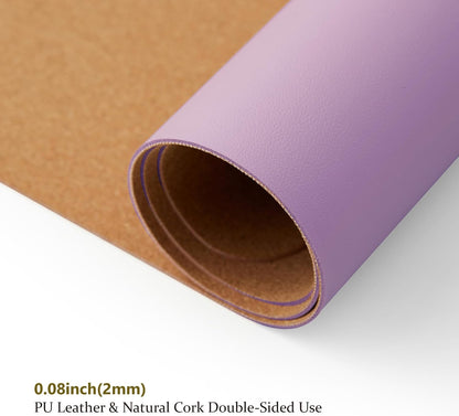 Cork Desk Mat - Small Dual-Sided Desk Pad for Office and Home - Desk Organization and Accessories - Ideal for Large Mouse Pad and Small Desk Mats on Top of Desks(Purple,23.6"x 13.8")