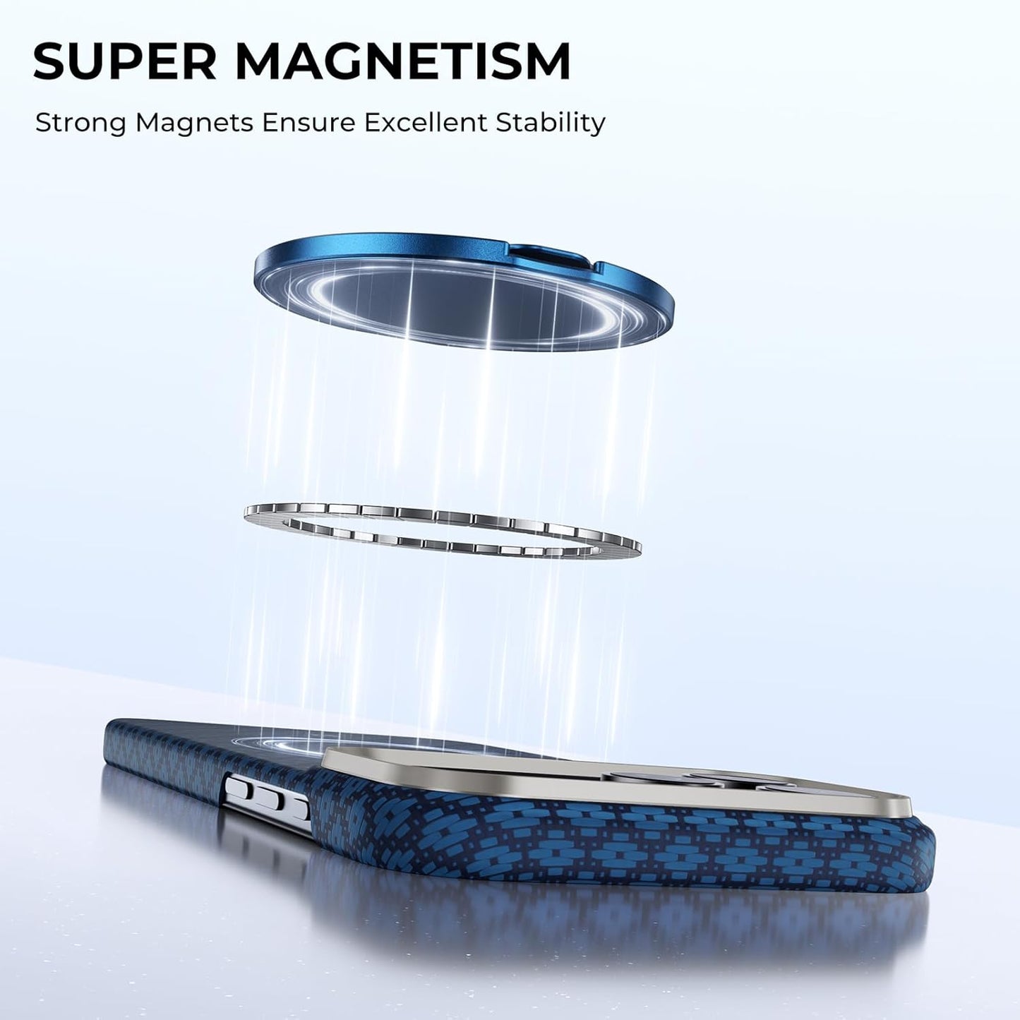 BENKS ArmorPop Magnetic Phone Grip & Stand for MagSafe, 360° Rotation Adjustable Phone Ring Holder for iPhone 17/16/15/14/13/12 Series, Durable Kevlar Design