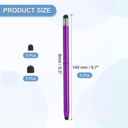 PATIKIL 5 Pcs Stylus Pens for Touch Screens, 2 in 1 High Sensitivity Universal Pen Capacitive Stylus for Phone Tablets Laptop Touch Screen Devices, Purple