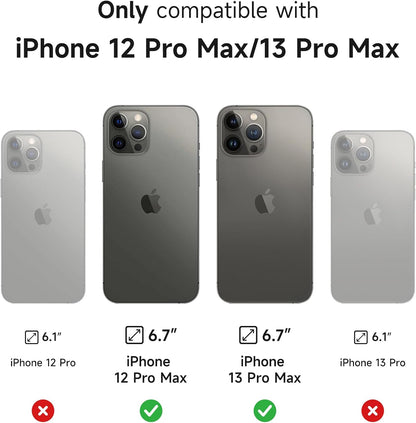 SURITCH for iPhone 13 Pro Max/12 Pro Max Case with Magnetic Camera Slide Cover and Adjustable Kickstand, Compatible with MagSafe, Shockproof Bumper Case Slim Protective Cover 6.7 Inch, Black