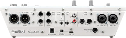 Yamaha AG08 White 8-Channel Live Streaming Loopback Mixer/USB Interface with Steinberg Software Suite