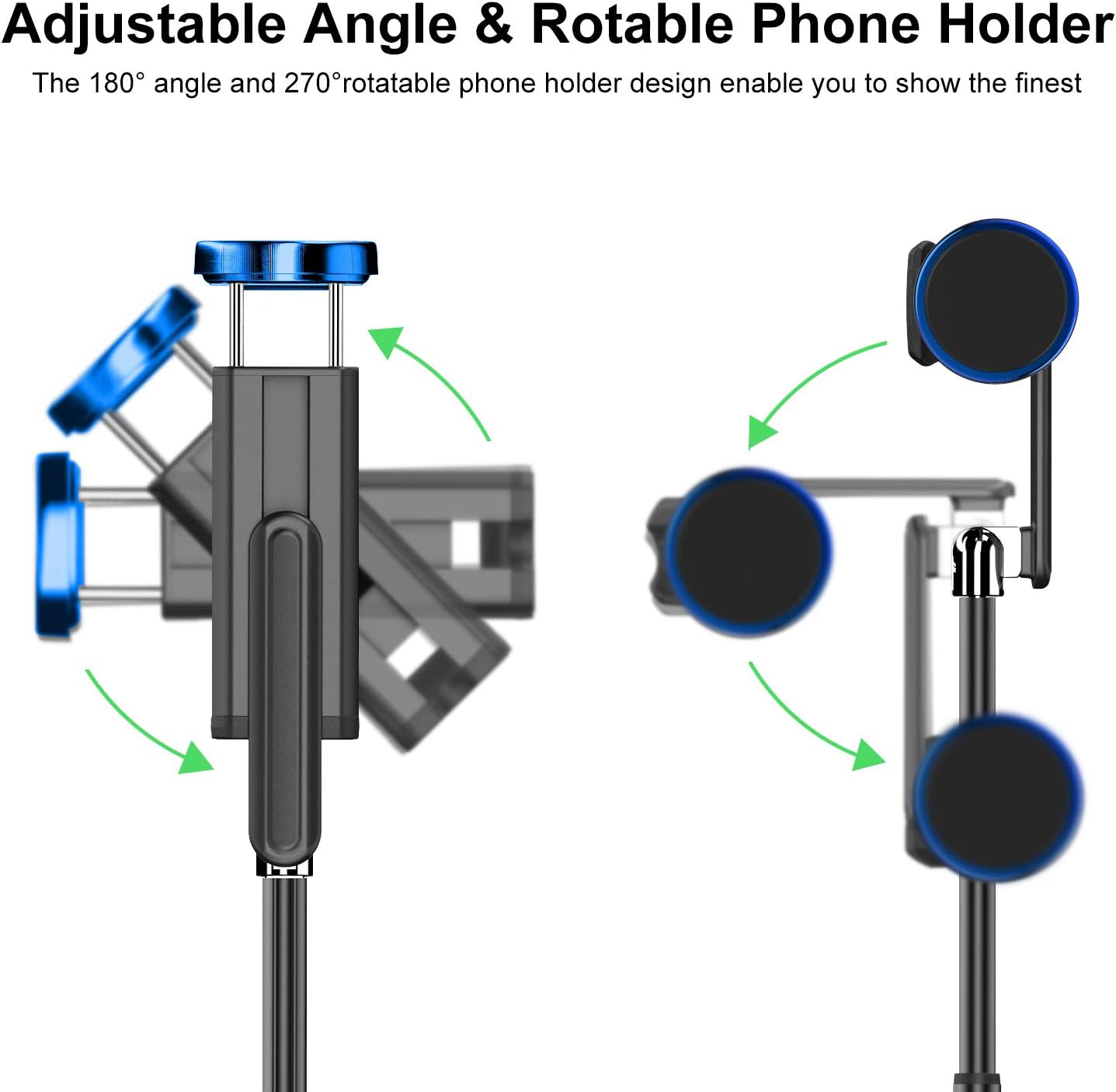 ATUMTEK Selfie Stick Tripod, Extendable 3 in 1 Aluminum Bluetooth Selfie Stick with Wireless Remote and Tripod Stand for iPhone 15/14/13/12/11/11 Pro/XS Max/XS/XR/X/8/7, Samsung Smartphones, Blue