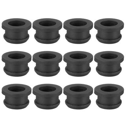 PATIKIL 12.5mm / 1/2 Inch Drill Hole,3/8 Inch ID Rubber Grommets, 12Pcs Top Hat Grommet for Wiring Eyelet Ring Gasket Automotive Firewall Cable Hole Plugs Wires Protection, Black