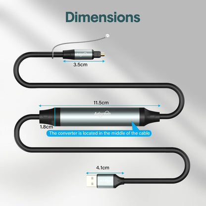 Adoreen Unidirectional USB A 2.0 to Toslink Digital Optical Audio Cable 6 Ft, USB Male to SPDIF Port Male Fiber Optic Adapter, for Windows Mac PS5/PS4 Laptop, NOT for TV -NOT Toslink to USB-A