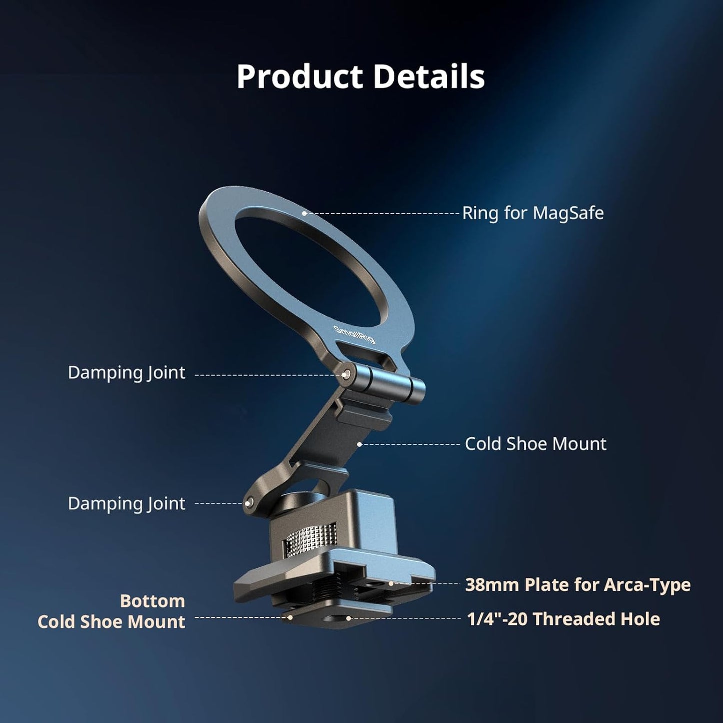 SMALLRIG Metal Phone Mount with Baseplate for Arca-Standard, Compatible for DJI RS 4 Mini, Smartphone Support with Cold Shoe Mount, Phone Tripod Mount for iPhone 17/16/15 Series etc. - 5339