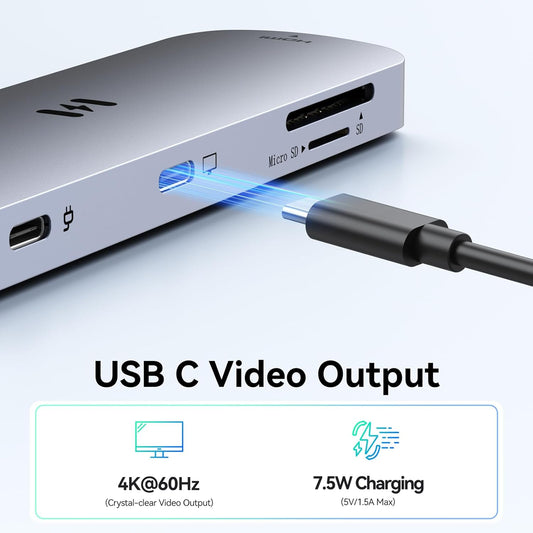 USB C Hub HDMI Adapter for MacBook Pro/Air, 8 in 1 USB C Video Hub with HDMI 4K@60Hz,SD/TF,USB C Data Port,100W PD,USB 3.0 USB CDongle Compatible for Dell XPS/Lenovo Thinkpad/HP/Surface/Yoga etc