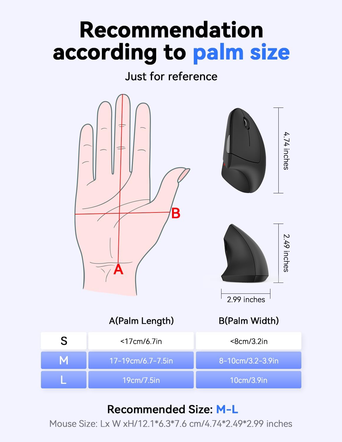 TECKNET 2.4G Ergonomic Mouse Vertical Wireless - 4800 DPI Optical Carpal Tunnel Mouse Right Hand, 5 Adjustable DPI, Quiet Clicks, 6 Buttons for Laptop, Desktop, PC, Computer - Black