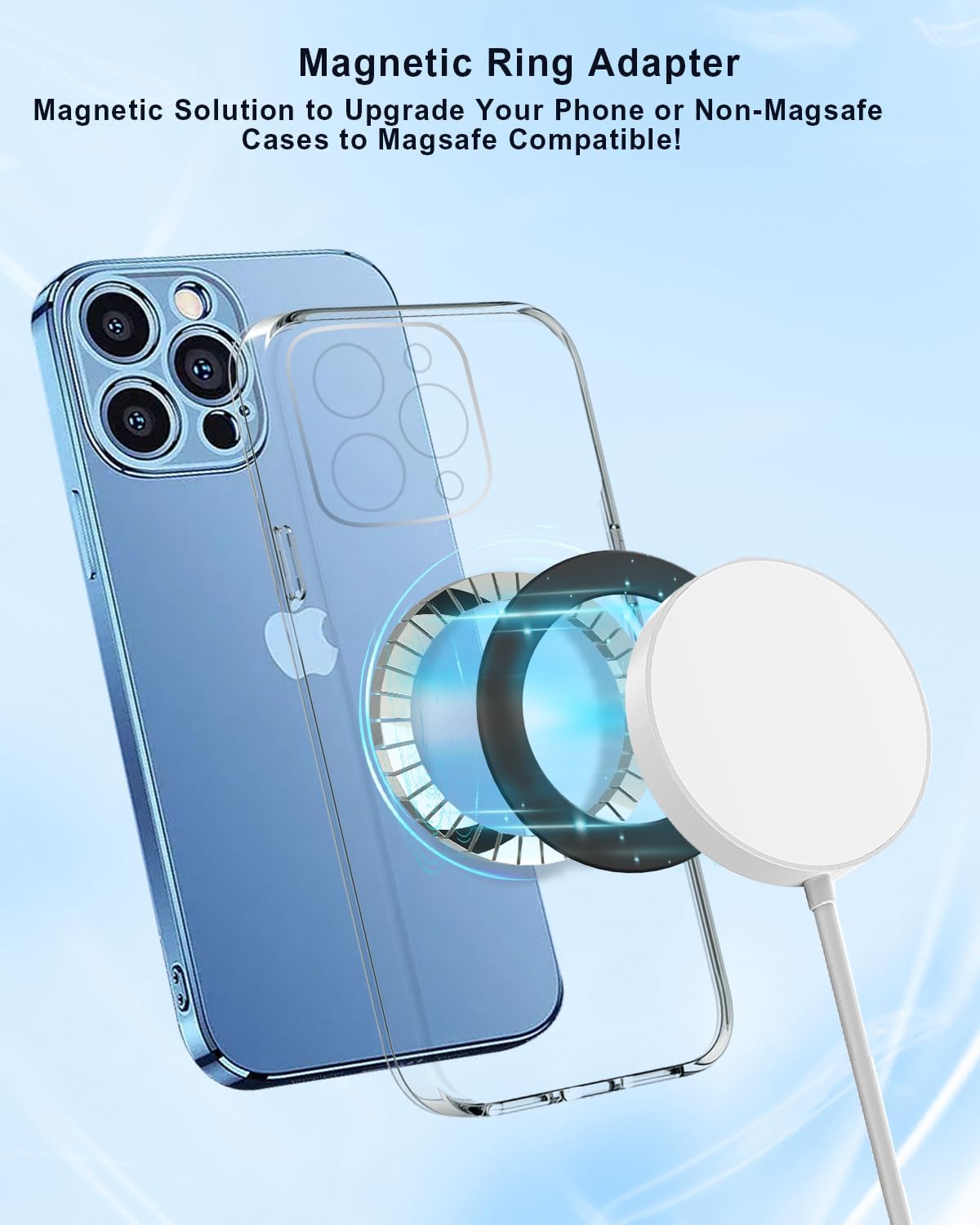 Magnetic Adapter Ring, Compatible with Kindle Pop Socket Magnetic,for Magsafe Accessories & Wireless Charging for iPhone 16/15/14/13/12 Mini Plus Pro Max/Pixel 8/ S24 Ultra/ S23 and More