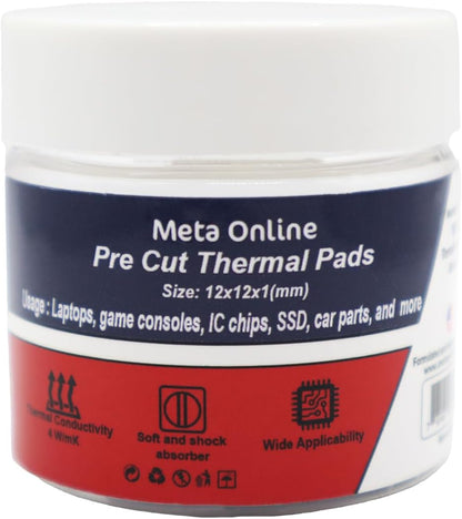 100 Pcs Pre-Cut Thermal Pads for Game Consoles, PS5 Ram, Memory, Computer Rams, Laptop IC Chips, Mosfets Coils Wide Applicable Pack of 100 / 12x12x1mm