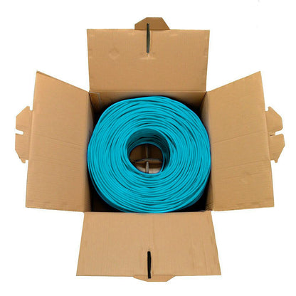 Dripstone CAT6 Ethernet Cable 1000ft Bulk Network LAN Wire 23AWG Solid UTP 550MHz High-Speed Internet Cable Gaming, Streaming, Office, Home Use, Pull Box, Cat6 Bulk, Stable Connectivity - Aqua