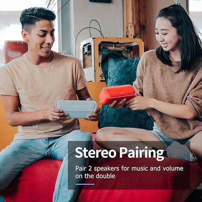 DOSS SoundBox Pro Bluetooth Speaker with 20W Stereo Sound, Active Extra Bass, 20H Playtime, IPX6 Waterproof, TWS Pairing, Multi-Colors Lights, Portable for Hiking, Camping, Beach, Outdoor, Party-Black