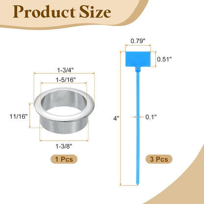 uxcell Desk Grommet, 1-3/8" (35mm) Zinc Alloy Cable Hole Cover Wire Cord Organizer with Marked Cable Ties for Home Office Desktop Wire, Silver Tone