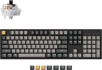Keychron C2 Pro Wired Custom Mechanical Keyboard Full Size Layout QMK/VIA Programmable Macro White Backlit with Keychron K Pro Brown Switch OEM Profile Double-Shot PBT Keycaps for Mac Windows Linux