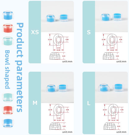 OKCSC 2 Pieces Soft Liquid Silicone Replacement Eartips,Breathable Eartips,Replacement Accessories with Box for Sleep,Study,Travel,Work,Daily Commute,Office,Bullet-Type(1 Pairs L/Blue/No Earphone)