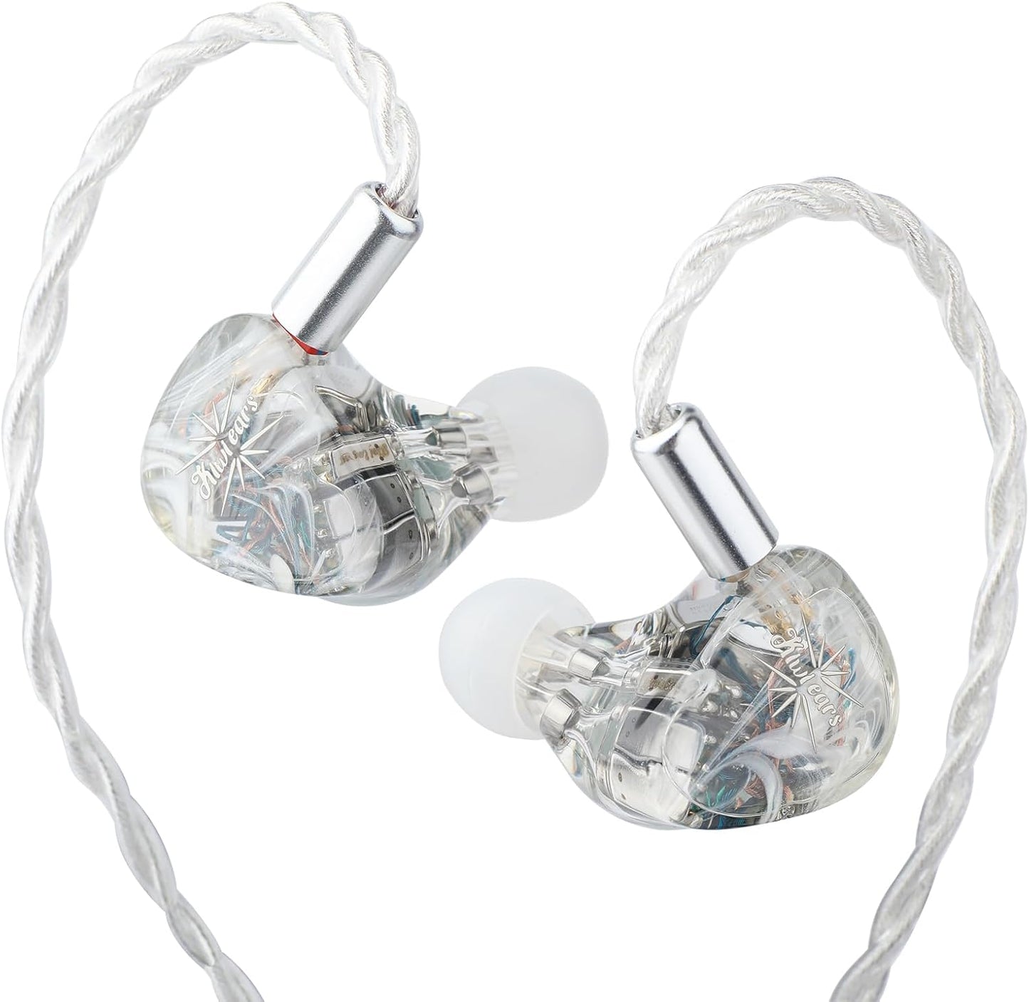 Linsoul Kiwi Ears Orchestra Lite Performance Custom 8BA in-Ear Monitor IEM with Detachable 4-core 7N Oxygen-Free Copper OFC Cable, Handcrafts Faceplate for Audiophile Studio Musician (Clear)