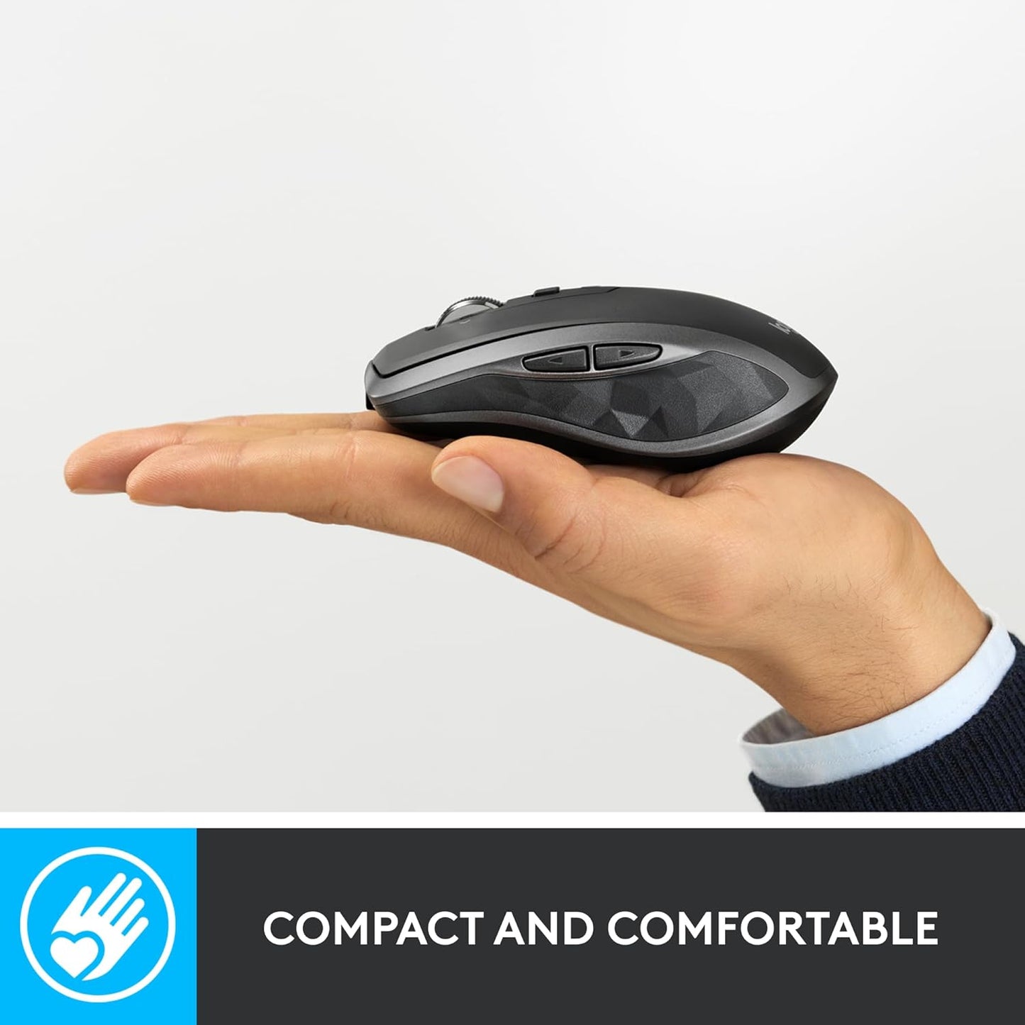 Logitech MX Anywhere 2S Bluetooth Edition Compact Wireless Mouse, No USB Receiver - Use On Any Surface, Hyper-Fast Scrolling, Rechargeable, Control Up to 3 Apple Mac and Windows Computers and Laptops